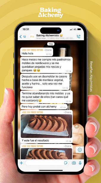 Testimonial de uso de Baking Alchemy en redes sociales 6.