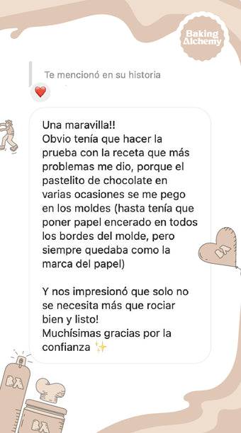 Testimonial de uso de Baking Alchemy en redes sociales 4.