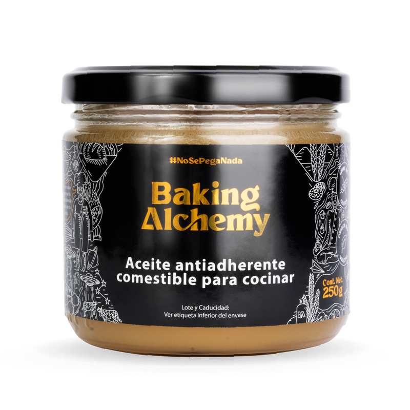 Aceite antiadherente baking alchemy presentación tarro 250ml. Ideal para moldes a cavidad como los bundt cakes 